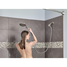 Moen Brushed Nickel Shower Curtain Rings with Double Hooks for Bathroom Shower Rod, (Pack of 12), SR2201BN