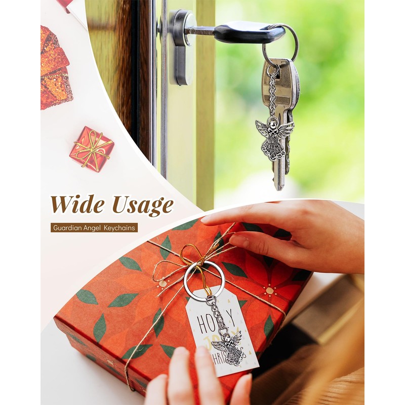 YETOOME 30 Pcs Guardian Angel Charm Keychain Key Ring for