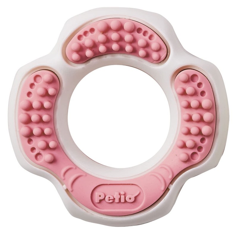 Petio Dog Toy Chewing Ring Dental Hard Ripe Strawberry Flavor