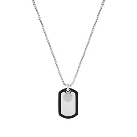 s.Oliver 2036864 Men's Necklace with Pendant Stainless Steel Rubber 55 + 5 cm Silver Comes in Jewellery Gift Box, stainless steel