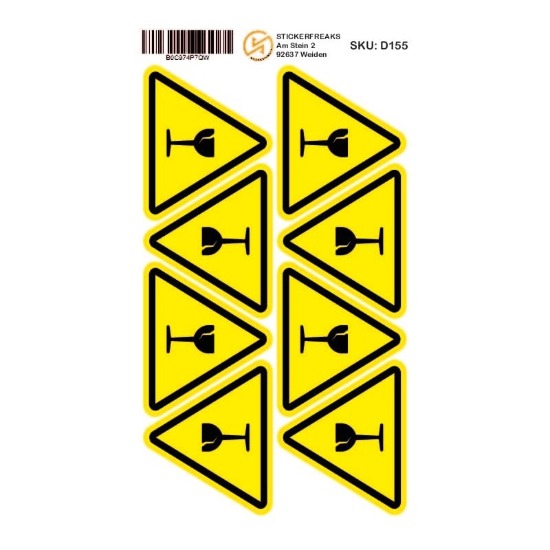 Pack of 8 Warning Stickers 6 x 5 cm Fragile