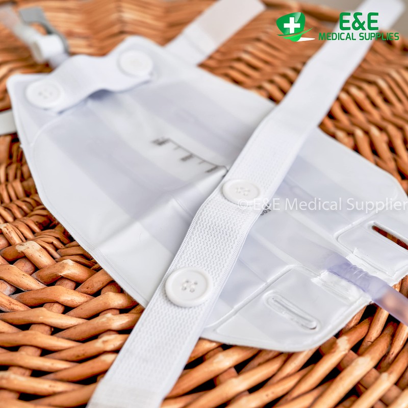E&E Urine Leg Bag Holder Strap - Button Type, Non-Latex,