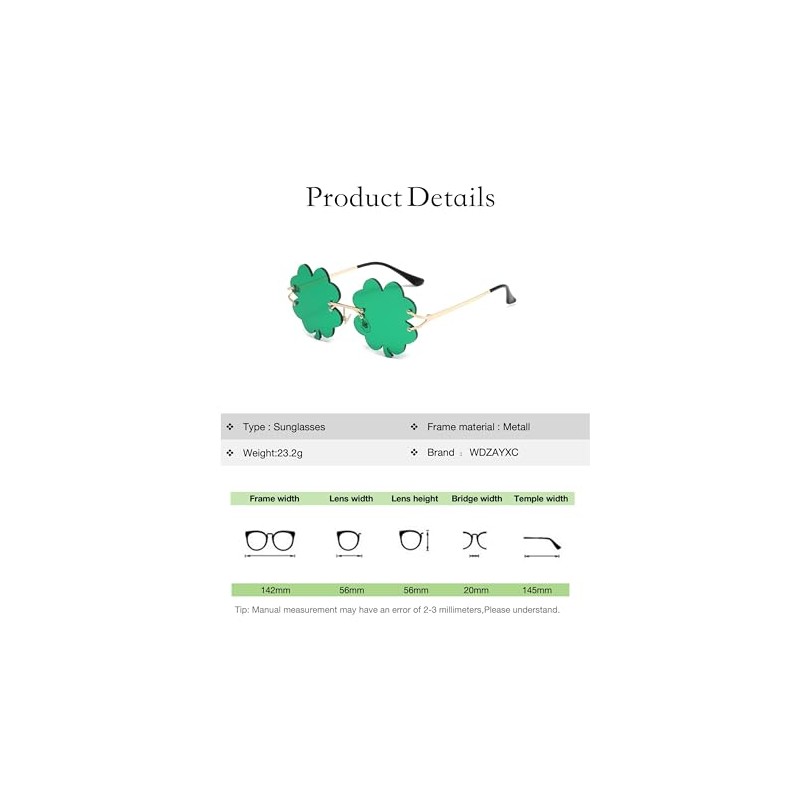 WDZAYXC Clover Glasses, Leaf Clover Metal Frame Glasses, Trendy Glasses