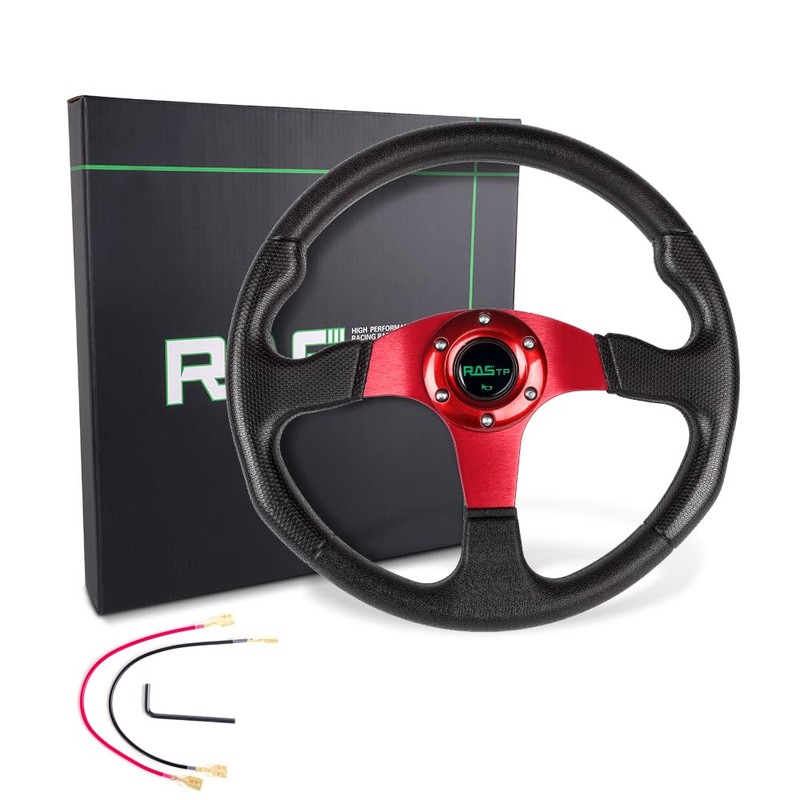 RASTP Universal Racing Steering Wheel 13.8”/350mm 6 Bolts Grip Vinyl
