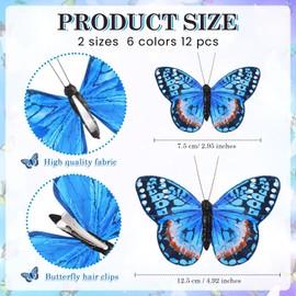 12PCS Hair Clips Decorations Multi Colored Butterflies Clip Monarch Butterfly Hair Clips Feather Butterfly Clips Artificial Butterflies Clips for Spring Wedding Garland Home Party Supplies