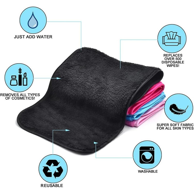 UWEME Makeup Remover Cloths 4 Count: Microfiber Reusable Fast Drying