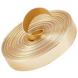 GORGECRAFT 5m x 12mm Metallic Flat Leather Strap Gold Shiny Pu Leather Strips Glossy Double Sided Imitation Leather Strips Beading String Threads Rope for Belt Necklace Bracelet Jewelry Making