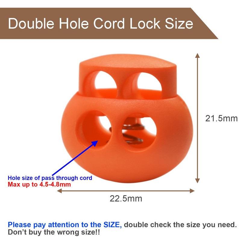 12 Pack Orange Plastic Spring Cord Lock for Shoelace, DrawString