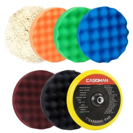 CASOMAN CASOMAN 7-Inch Buffing and Polishing Pad Kit, 7 Pieces 7" Polishing Sponge, Waxing Buffing Pad Kit