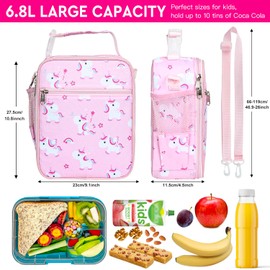 Maidyna Kids Lunch Bag, Reusable Lunch Bag with Adjustable Strap, Insulated Picnic Bag for Adults at Work, Children at School (Pink Pony)