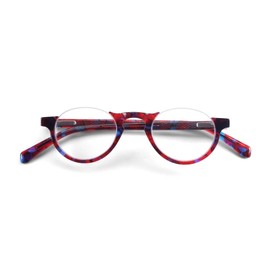 eyebobs - Vice Chair | Premium Reading Glasses for Men and Women | Half Rim Frame for Narrow Faces, Red and Blue Water Color, 1.00