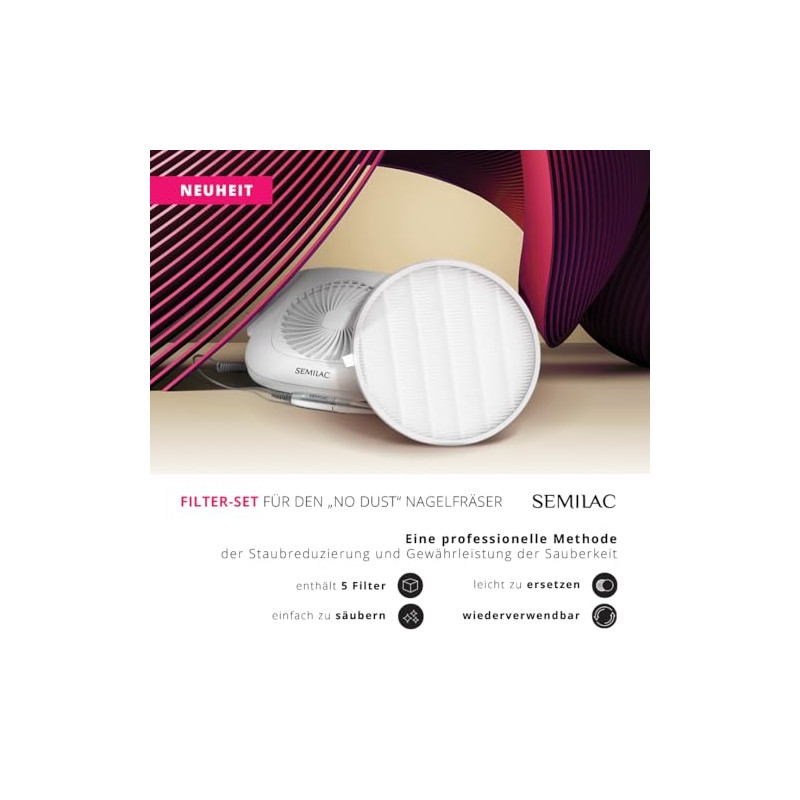 Set of Filters for Semilac Nail Drill with Dust Extraction