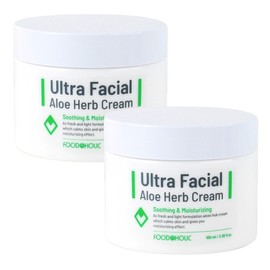 (2ea) Foodaholic Ultra Facial Aloe Herb Cream 100ml/Moisture Cream, Hypoallergenic, Highly Moisturizing, Wrinkle-Improving / (2개)푸드어홀릭 울트라훼이셜 알로에허브 크림 100ml수분크림 저자극 고보습 주름개선