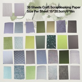 30Pcs Scrapbook Papers Mulberry Paper, A5 Craft Textured Paper, Vintage Scrapbook Paper Decorative Paper, Mulberry Mesh Fabric Special Paper Used for Scrapbooking Art Card Making (Green)