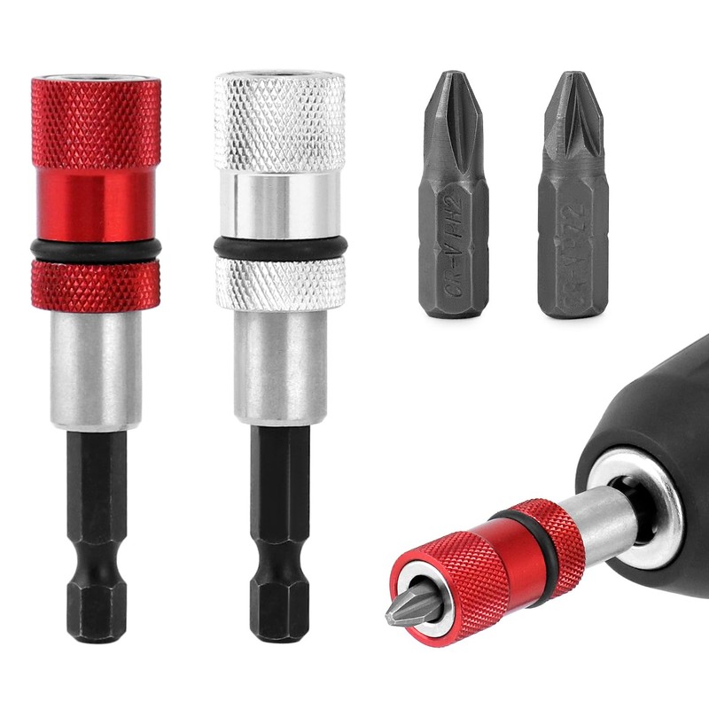 QWORK® 2Pcs Magnetic Drill Bit Holder 1/4 Inch Hex Shank