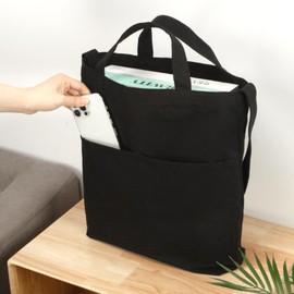 Lily queen Canvas Tote Bag for Women Shoulder Bags 2pcs Black, Black-2