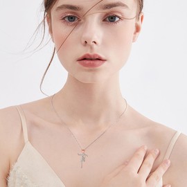 UCADRIT Faith Cross Necklace Sterling Silver Rose Faith Jewelry Confirmation Graduation Gifts for Women