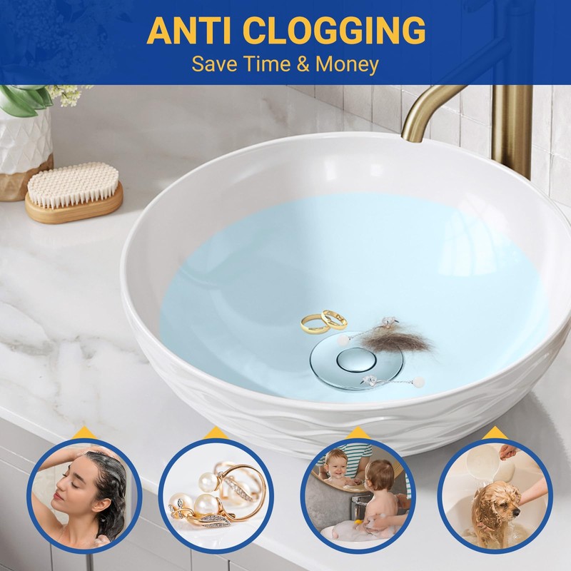 2PCS Bathroom Sink Stopper Strainer, Pop-Up Bathroom Sink Drain Strainer