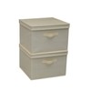 Household Essentials Square KD Storage Box With Lid, Cream Linen