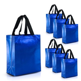 Nush Nush Set of 30 Shiny Blue Gift Bags in Bulk - Blue Reusable Gift Bags Medium Size - Goodie Bags, Birthday Gift Bags With Handles, Party Favor Bags, Goody Bags, Return Gift Bags - 8Wx4Dx10H Size