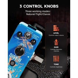 Stax Distortion Guitar Pedal,Suitable For Solo Playing,Electric Guitar Accessories,Natural/Tight/Classic Modes