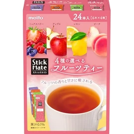 Meito Stick Mate Fruit Tea with 4 Types of Choice, Pack of 24