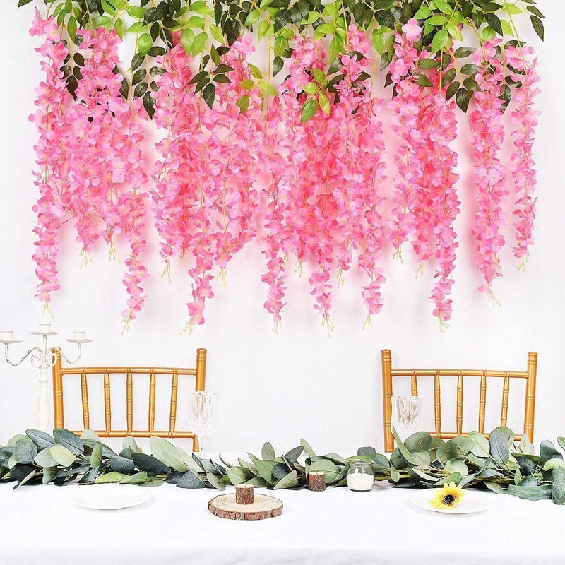 SZJH 12pcs 3.6 Feet/Piece Artificial Fake Wisteria Vine Ratta Hanging