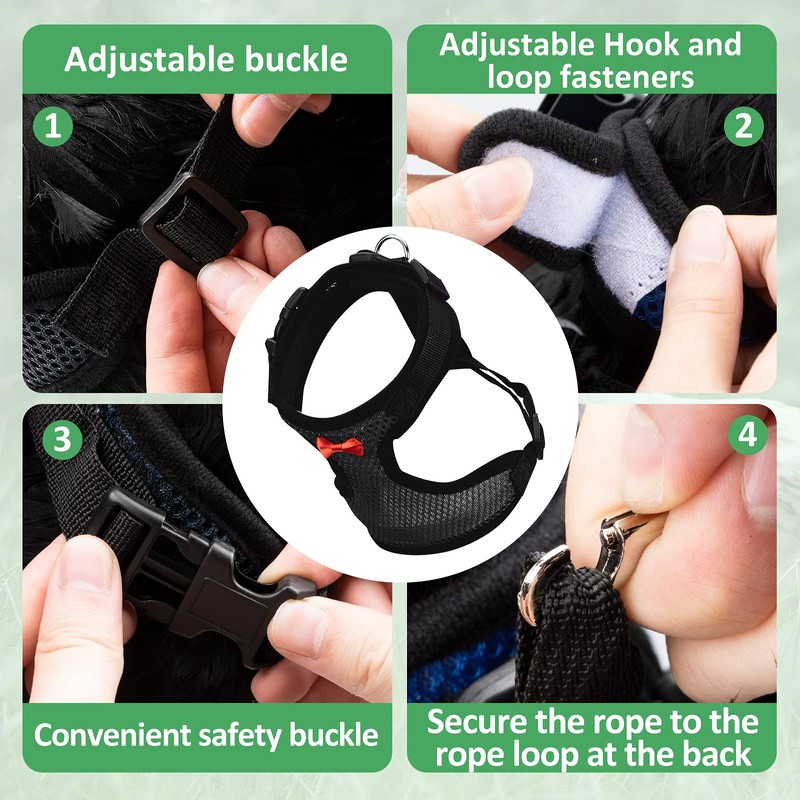 Adhafera Chicken Harness with Leash, Upgraded Double Adjustment Chicken Harness