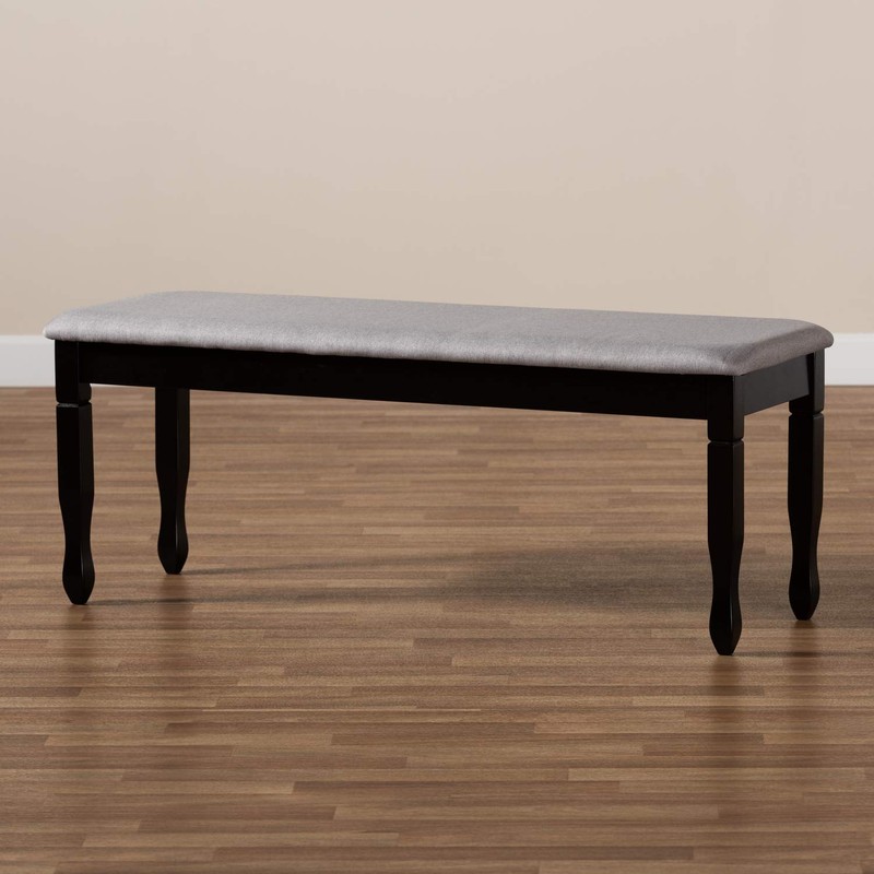 Baxton Studio Grey Upholstered and Brown Finished Wood Dining Bench