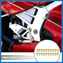 A ABSOPRO 20pcs Motorcycle Gold Tone Fender Bumper Washer Bolt Nut Kit Item Replacement