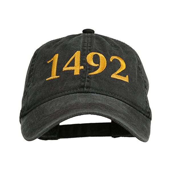 e4Hats.com 1492 Columbus Day Embroidered Washed Cap - Black OSFM