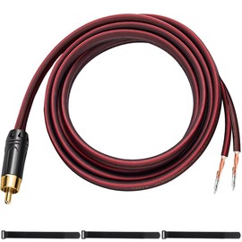 MKBKLLJY 1Pcs RCA to Bare Wire Speaker Cable 5FT/152CM 16AWG Positive Red Wire Marking Pure Copper Shell Gold Plated Plug Corrosion Resistance with Cable Ties for Direct Connect Speakers and DIY Plugs