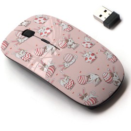 2.4G Wireless Mouse with Cute Pattern Design for All Laptops and Desktops with Nano Receiver - Bunny cat Easter