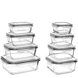 EASYware Juego de RECIPIENTES DE VIDRIO HERMÉTICOS, CONTENEDORES, TOPER, A PRUEBA DE FUGAS, PARA ALIMENTOS, refrigerador, congelador, horno,...       