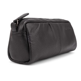 Leabags Fort Wayne Pencil Case Vintage Style Genuine Buffalo Leather Black