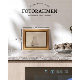 ARPEOTCY Vintage Golden Frame Wall Pictures Living Room Wall Decoration with Sailing Boat, Canvas Pictures Wall Pictures for Living Room & Bedroom, White Sailing Boat 25 L x 20 W cm