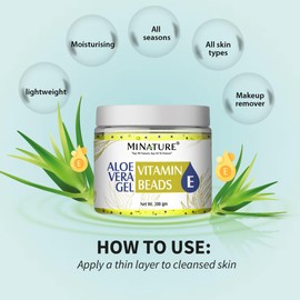 Aloe Vera Gel by mi Nature with Vitamin E Beads| Made from Pure and Natural Aloe Vera | Preservatives & Cruelty Free | 200g(7.05 fl oz)