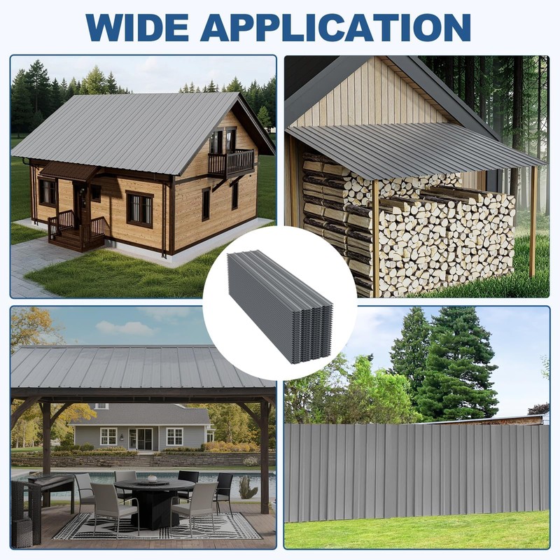 Noliven 10 Pack Corrugated Metal Roofing Panels, 6.1 ft