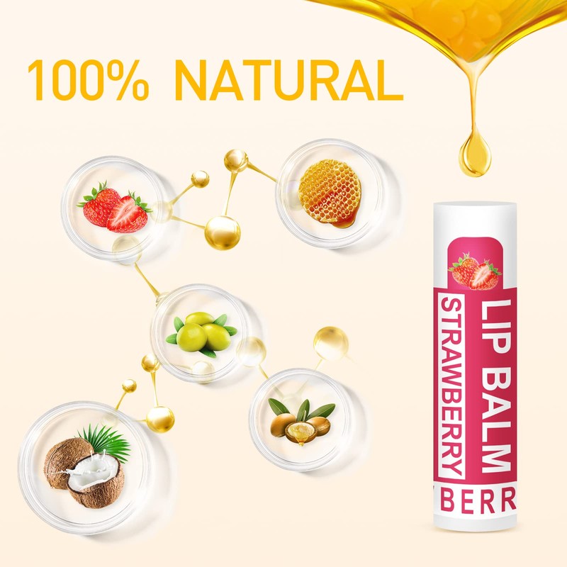 DMSKY Natural Lip Balm Bulk 24 Pack, Moisturizing Lip Balm