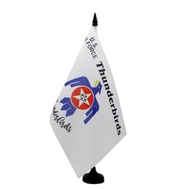 AZ FLAG - Tischflagge der US-Luftwaffe, 21 x 14 cm – kleine Flagge der amerikanischen Thunderbirds, 100% Polyester, mit Fahnenstange von 25 cm und Sockel aus schwarzem Kunststoff
