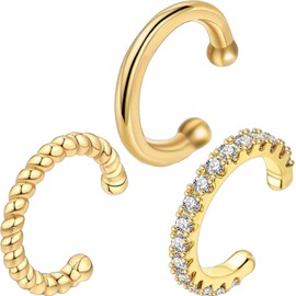 3pcs Gold Plated Ear Cuffs For Women Ear Cuff No Piercing Ear Cuff - Non Piercing Earrings Clip On Earrings Ear Cuffs For Women Non Piercing Ear Rings Gold Chunky Ear Cuff Gold Ear Cuff