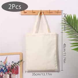 HENGBIRD High-Quality Fabric Bag, Cotton Bag, Pack of 2 Jute Bags, Unprinted, 35 x 40 cm Fabric Bag, Long Handle, Reusable Jute Bag, Environmentally Friendly Fabric Bag, Shopping Bag, Carry Bag, beige