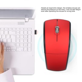 Jectse Faltbare Maus, Kabellose 2,4-G-Arc-Maus mit USB-Empfänger, 1600 DPI, Einstellbare, Ultradünne, Tragbare, Ergonomische Computermaus für das Heimbüro(rot)