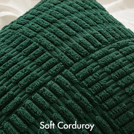 MIULEE Christmas Dark Green Corduroy Pillow Covers Pack of 2 Boho Decorative Spliced Throw Pillow Covers Soft Solid Couch Pillowcases Patchwork Textured Cushion Covers for Living Room Sofa 18x18 inch