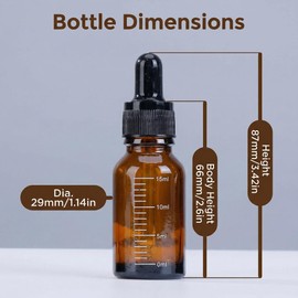 3 Pcs 15ml 0.5oz Empty Refillable Amber Glass Graduated Dropper Bottle Essential Oil Cosmetics Elite Fluid Container Jar Pot Holder with Glass Pipette Dropper