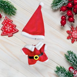 Perfeclan 2Pcs Doll Christmas Clothes Doll Clothing Dress up Fashion DIY Red Stuffed Animals Clothes Soft Cartoon Doll Overalls Set