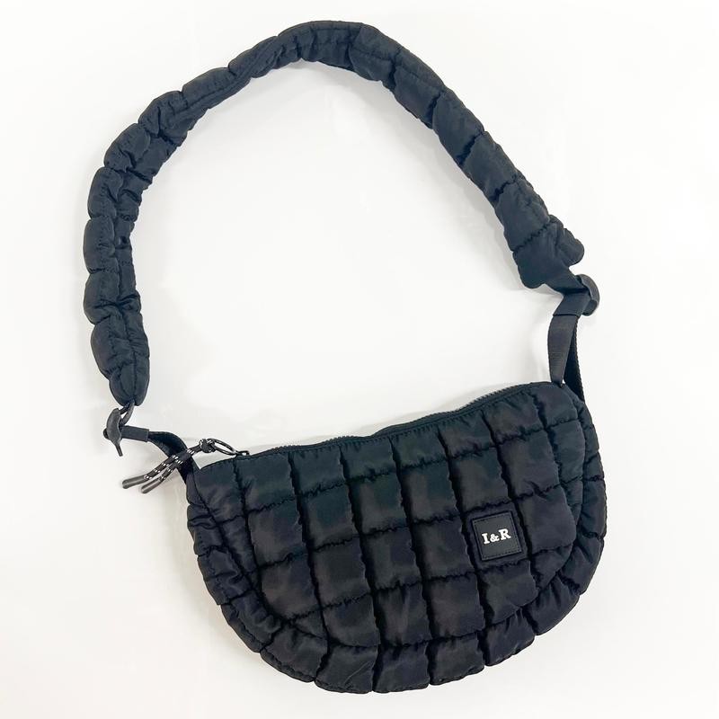 Half Moon Iris Puff Bag (#24235) Nylon Crossbody Bag:_Olive
