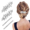 4 Pcs Rhinestone Hair Clips, Elegant Crystal Barrettes, Bridal Flower
