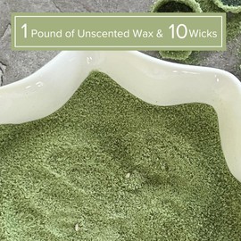 Simply Soson 1lb Green Unscented Sand Candles with Wicks, Pearled Candle, Powder Candle Wax, Refillable Pearl Candle with 10 Wicks for Candlemaking