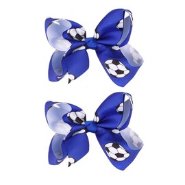 Football Hair Bow Clips Girl Sport Soccer Bow Clip Barrettes Pin Hair Bow Clip Accessories TSFJ45 (Royal Blue)